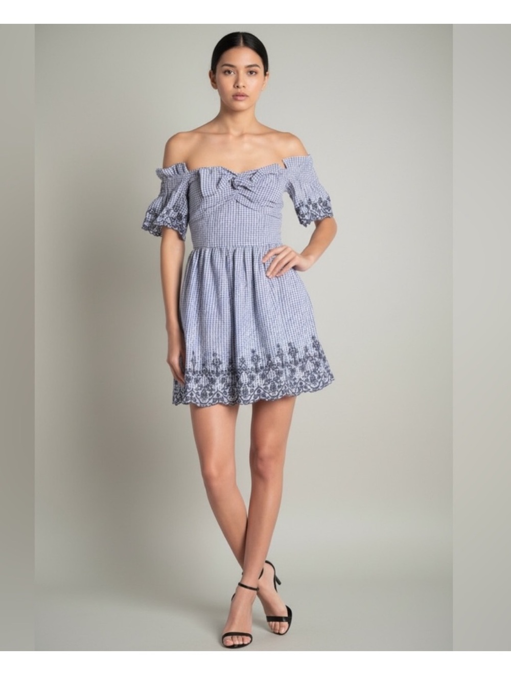 J.O.A. Women’s Blue Off The Shoulder GinghamMini Dress. Size S
NWT. SKU 090